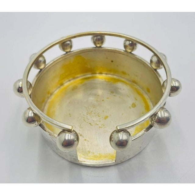 1980s Set of 6 Porcelain & Pure Silver Drink Coasters & Holder by Emilia Castillo For Sale In Los Angeles - Image 6 of 18