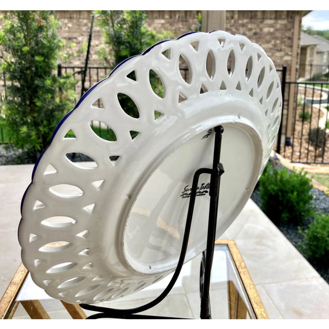 Late 20th-Century Sur La Table Reticulated Hand Painted Plate, Portugal For Sale - Image 12 of 13