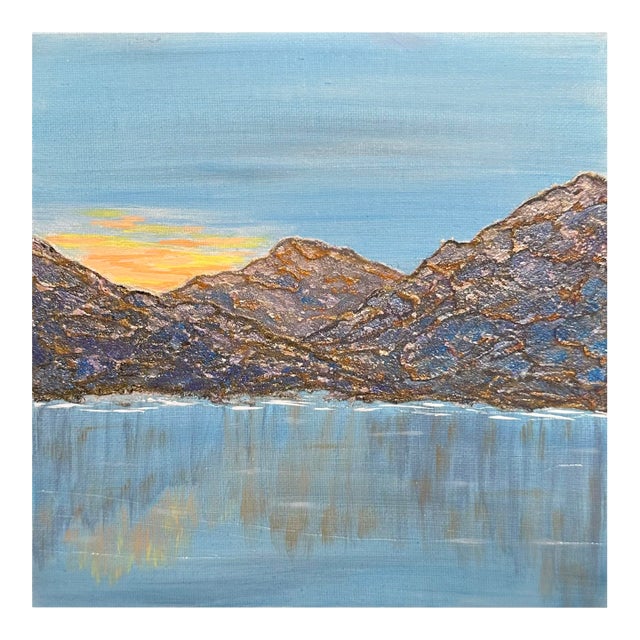 "Mountain Sunrise" Acrylic Painting 8"x8" Original Landscape Wall Art For Sale