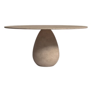 Pearl Travertine Round Dining Table 60" For Sale