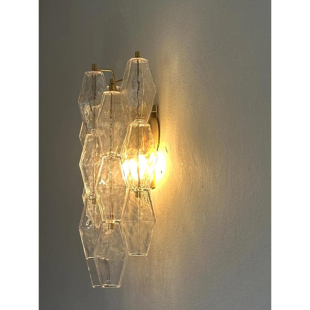 Early 21st Century Transparent Poliedri Murano Glass Gold Wall Sconce by Simoeng for Simoeng For Sale - Image 5 of 8