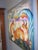 Contemporary Fox Lake by Zoa Ace | Oil on Canvas Two foxes near a lake with colorful trees and a sunset. For Sale - Image 3 of 5