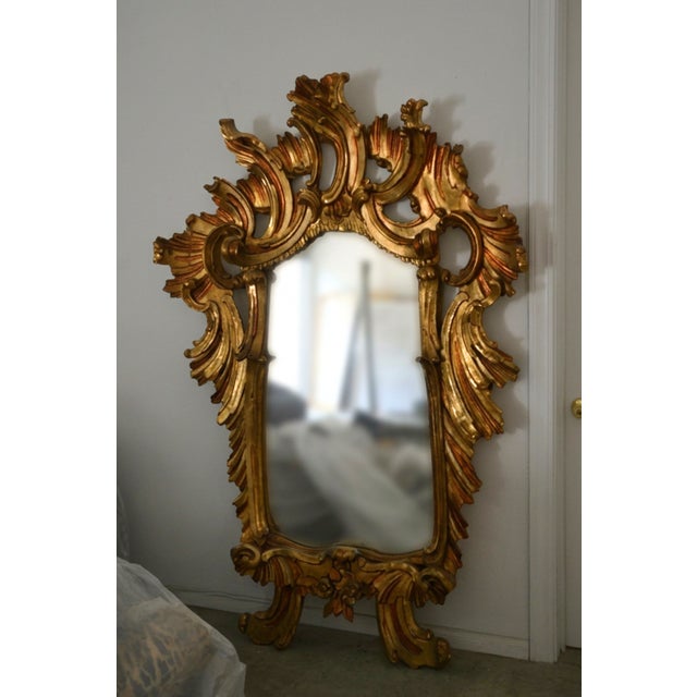 Rococo Monumental 19th Century Italian Giltwood Mirror For Sale - Image 3 of 5