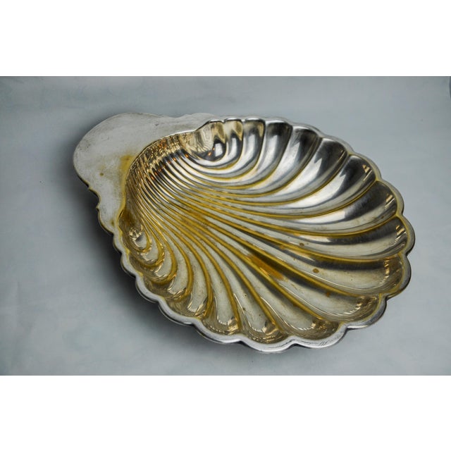 Hollywood Regency Shell Vide Poche in Brass & Silver-Plating, Spain, 1970s For Sale - Image 3 of 9