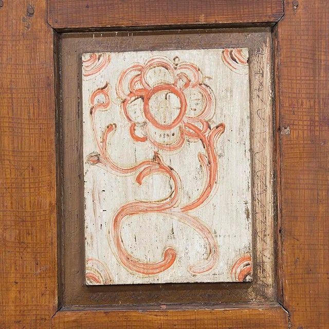 Rustic Farmhouse Folk Art Painted Bridal Cabinet, 1806 For Sale - Image 11 of 13