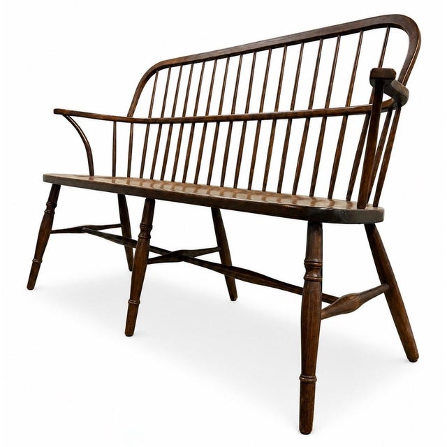 English Vintage Hand Made Windsor Bench For Sale - Image 3 of 6