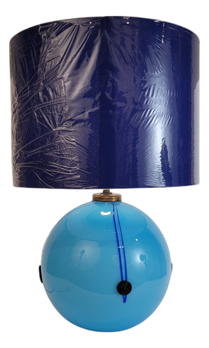 Art Deco Table Lamp in Blue Glass Sphere from Charles Schneider Workshop, France, 1940s