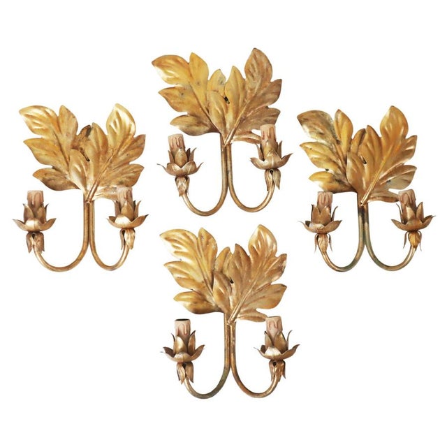 Hollywood Regency Gilt Acanthus Leaf Wall Lights, 1950s, Set of 3 For Sale - Image 17 of 17