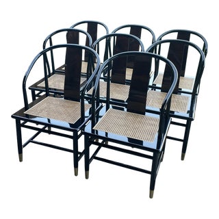 Lacquered Asian Style Dining Chairs by Henredon For Sale