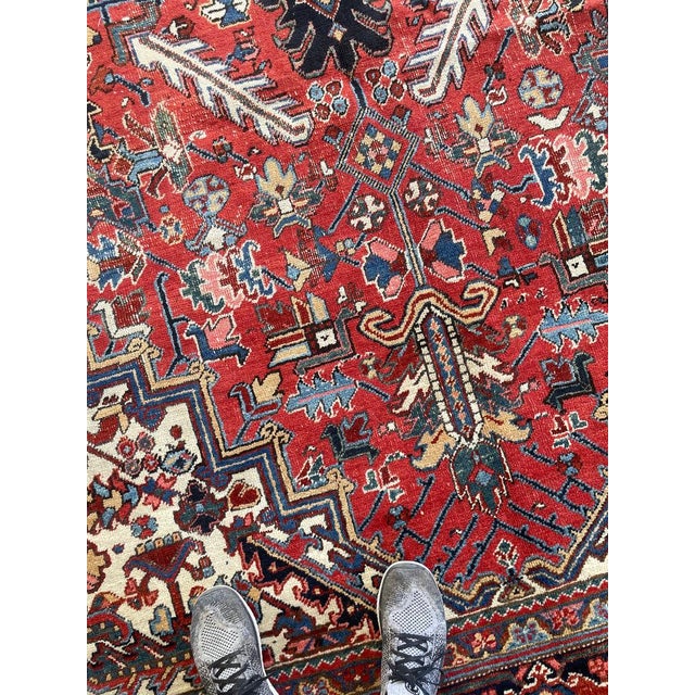 Red Antique Heriz Palace Size Full of Life & Color Rug 11 x 18.8 For Sale - Image 8 of 13