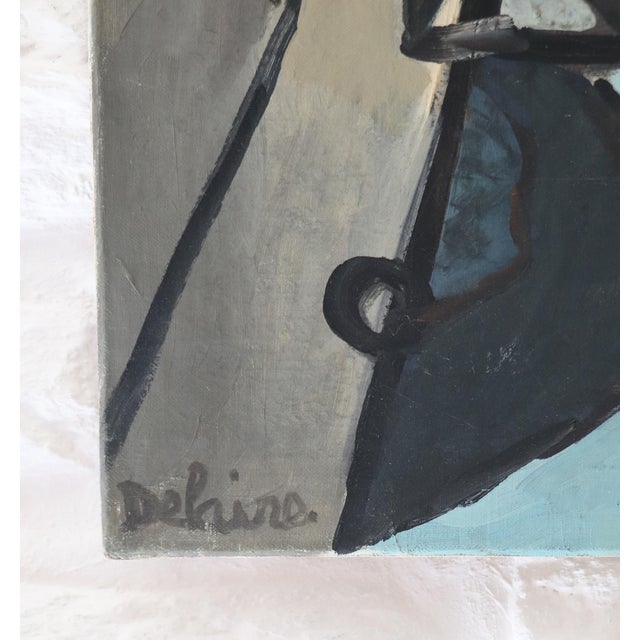 G. Delaire, Barges on the Seine, 20th Century, Oil Painting on Canvas For Sale - Image 7 of 10