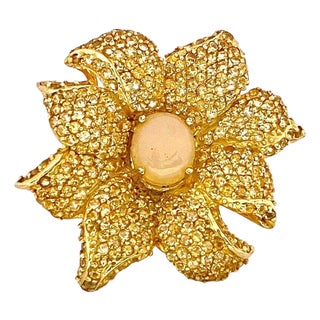 Bochic "Orient" Natural Opal & Citrine Cocktail Ring Set In 18K Gold & Silver For Sale