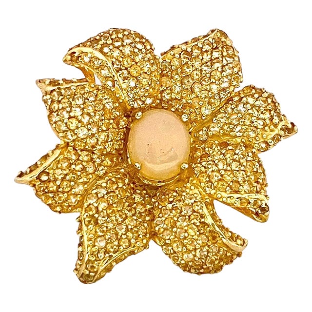 Bochic "Orient" Natural Opal & Citrine Cocktail Ring Set In 18K Gold & Silver For Sale