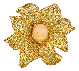 Bochic "Orient" Natural Opal & Citrine Cocktail Ring Set In 18K Gold & Silver