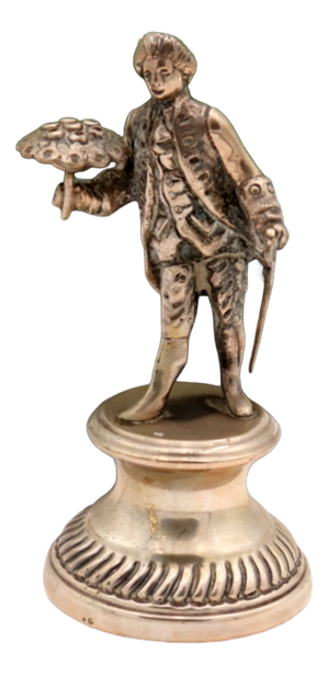 Silver Toothpick Holder with Gentleman and Cane