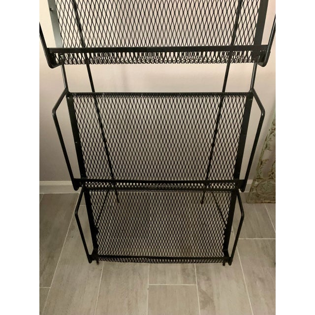 Mid Century Modern Folding Iron Magazine Rack - Atomic Modernist Metal Design For Sale - Image 10 of 13