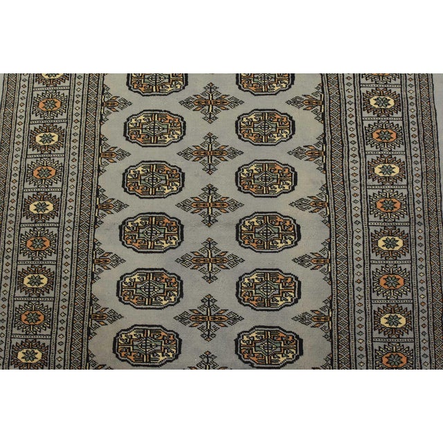 2020s Bokhara Rug 4′ X 6’3” Gray Wool Tribal Hand-Knotted Oriental Carpet For Sale - Image 5 of 11
