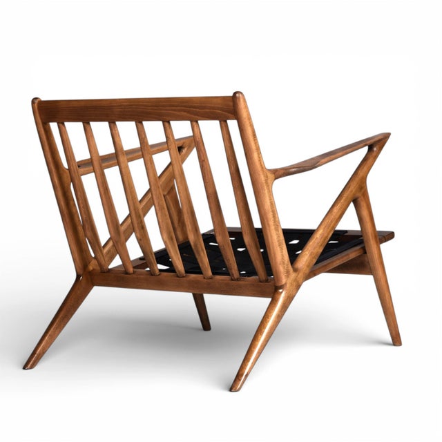 Restored Poul Jensen for Selig Danish Z Chair Black Leather 1950s For Sale - Image 14 of 18