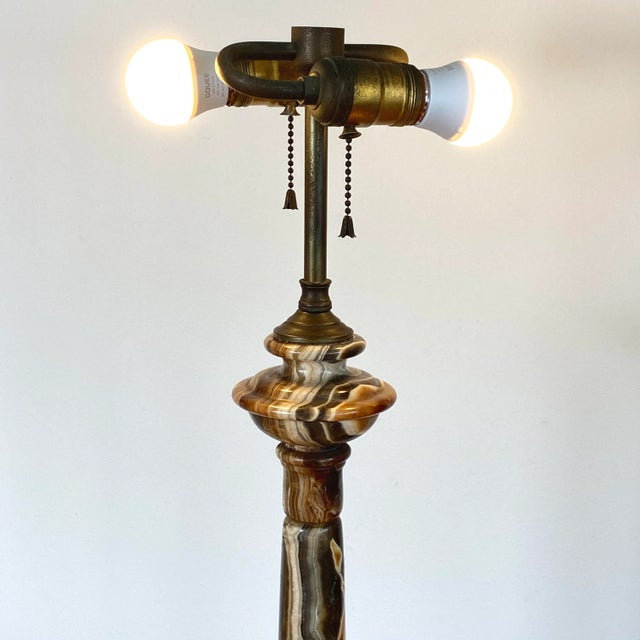 1960s 1960s Vintage Onyx Agate Stone Decorator's Lamp For Sale - Image 5 of 10