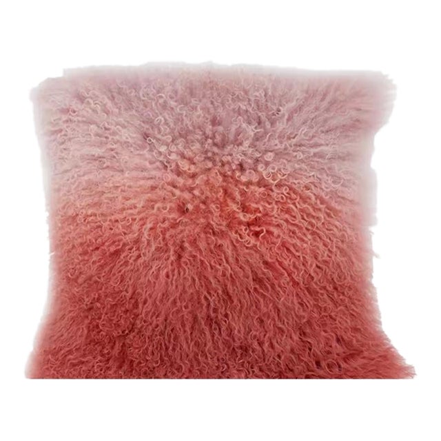 Gradient Pink Fluffy Velvet Core Throw Pillow - 18 Inches For Sale