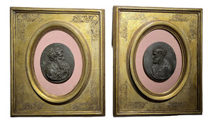 Portrait Medallions of Saints Peter & Paul, Gesso in Gilded Oval Frames, Set of 2