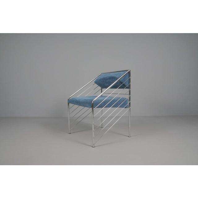 Italian Armchair in Upholstery Fabric and Chrome Frame, 1970s For Sale - Image 14 of 14