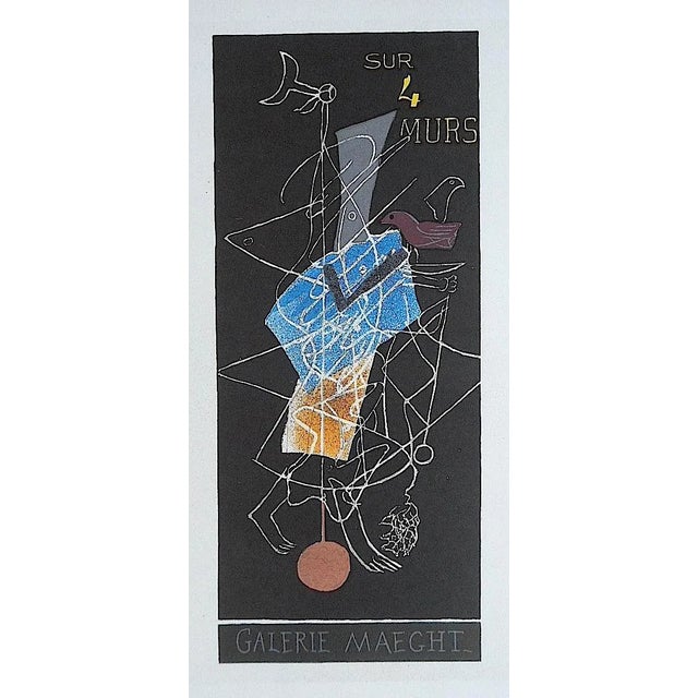 Vintage Mid Century Color Lithograph-Georges Braque-Printed By Mourlot For Sale