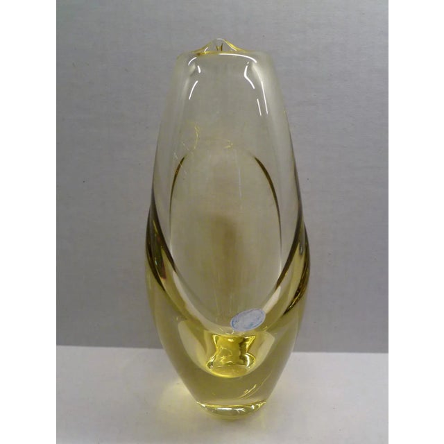Czech Citrine Yellow Blown Bohemian Glass Vase by Zelesnobrodské Sklo For Sale - Image 4 of 12