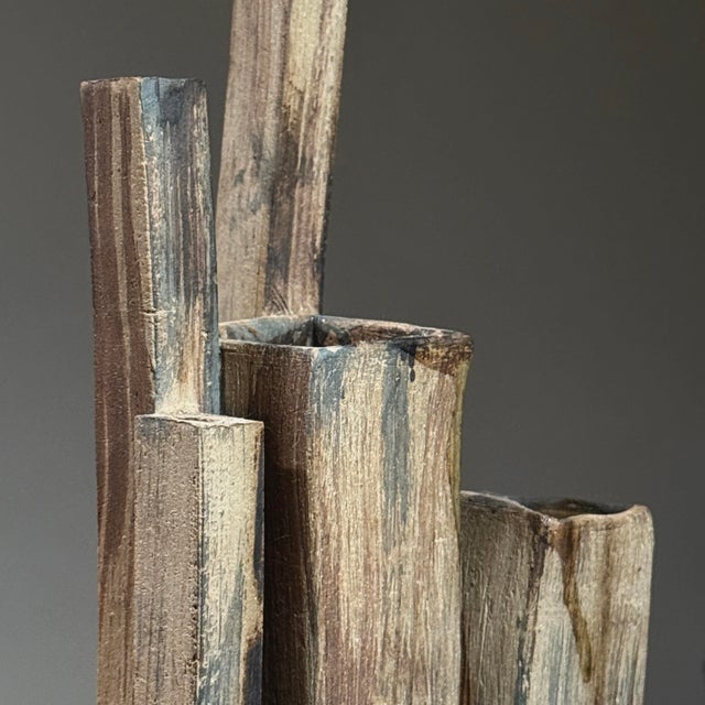 1970s Vintage Abstract Expressionist Tiered Five Chambered Polychrome Ceramic Vase, Signed For Sale - Image 5 of 10