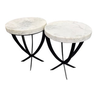 Revelation by Uttermost Coronation Marble Accent Tables, Pair For Sale