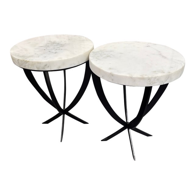 Revelation by Uttermost Coronation Marble Accent Tables, Pair For Sale