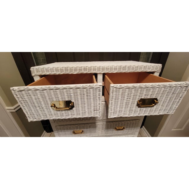 1980's Henry Link Style Coastal 6 - Drawer Wicker Dresser For Sale - Image 12 of 15