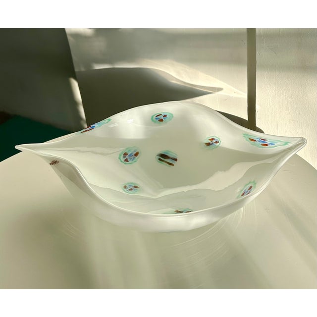 1950s Venini White Mille Fiori Murano Glass Bowl Italy 1950s Mid-Century Modern For Sale - Image 5 of 8