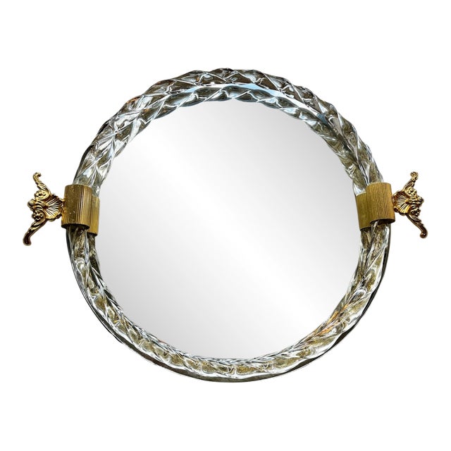 1940s Venetian Murano Style Gold Fleck Dresser Tray For Sale