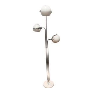 Robert Sonneman Space Age, 3 Arm Eyeball Floor Lamp, White & Chrome, MCM 1970s For Sale