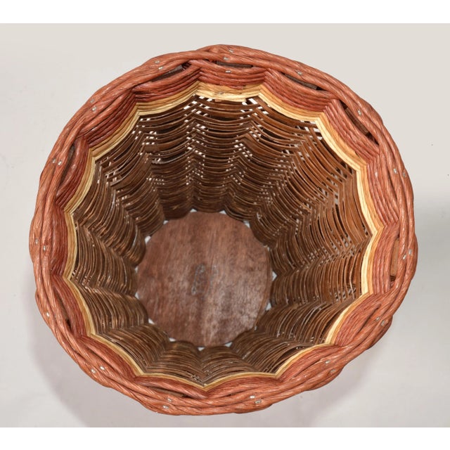1990 Natural Hand Woven Fibers Cane Bamboo Wood Umbrella Stand Floor Vase For Sale - Image 9 of 12