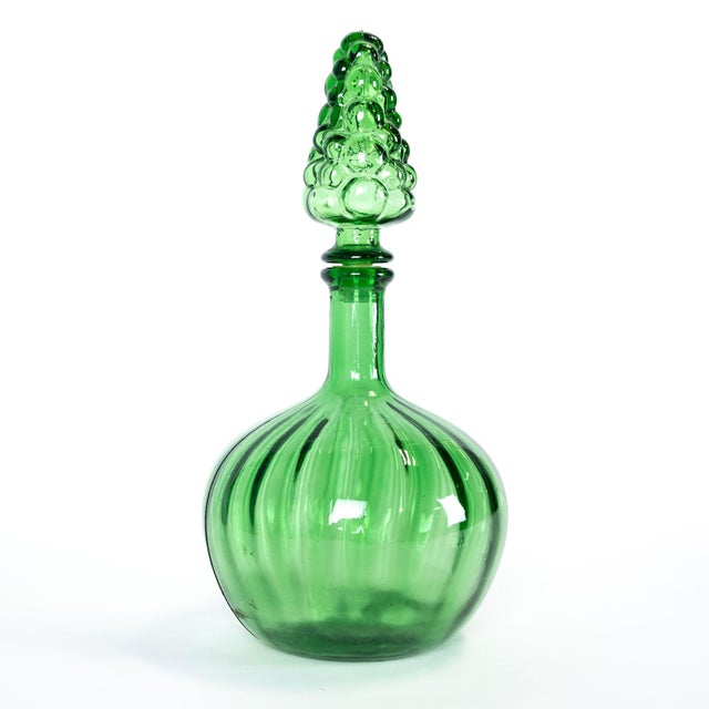 Mid-Century Modern 1960s Murano Style Green Art Glass / Decanter, Possibly Empoli For Sale - Image 3 of 8