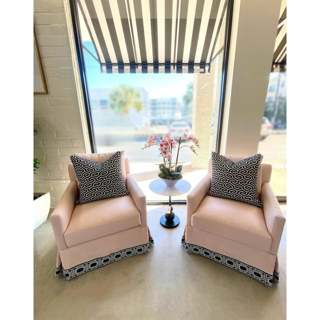 Light Pink Blush Custom Swivel Chair For Sale - Image 8 of 8