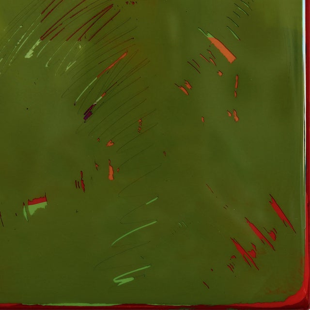 Double Vision 78 - Modern Shiny Resin Minimalist Yellow Green Dual Tone Artwork by Ricky Hunt For Sale - Image 4 of 8