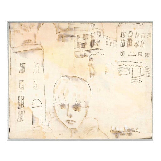 Jochen Michaelis, Child’s Head, Watercolor on Canvas For Sale