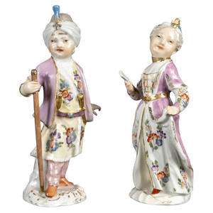 Antique Figurines from Meissen Porcelain, Set of 2