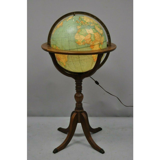 Vintage Round Mcnally Terrestrial 16 Lighted Floor Globe Floor