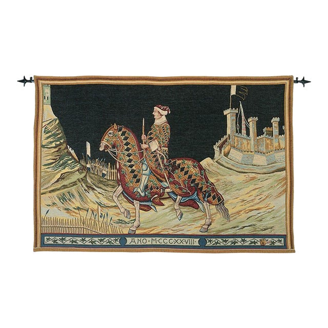 Knight of Siena Loom Woven Tapestry - 100 X 146 Cm (3'3" X 4'10") - Requires Rod Size 4 For Sale