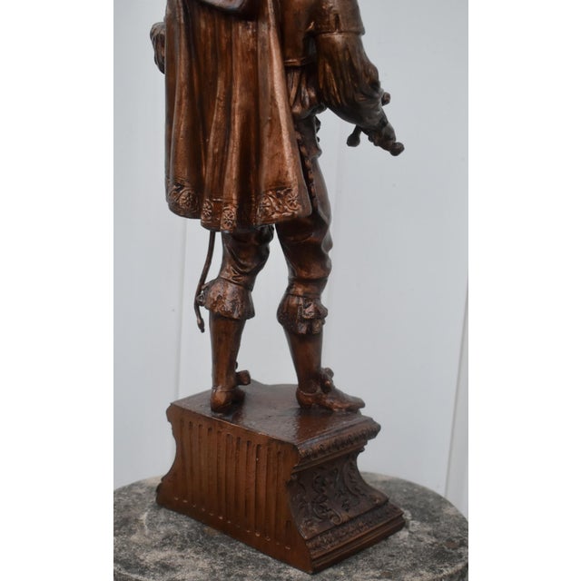 Metal Antique Victorian Spelter Statue Don Cesar Cavalier Musketeer For Sale - Image 7 of 18
