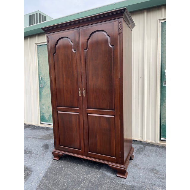 1980s Ethan Allen Georgian Court Cherry Bedroom Clothing Armoire Wardobe For Sale - Image 9 of 12
