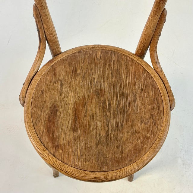 Early 20th Century Antique Boho Chic Americana Oak Cafe Bristol Dining Chair. For Sale - Image 11 of 11