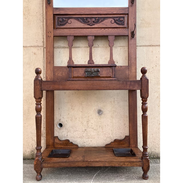 English Mahogany Hall Stand, 1890s For Sale - Image 11 of 14