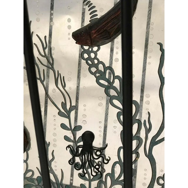 Incredible Aquarium Iron Console With Ceramic Ocean Inhabitants For Sale - Image 9 of 13