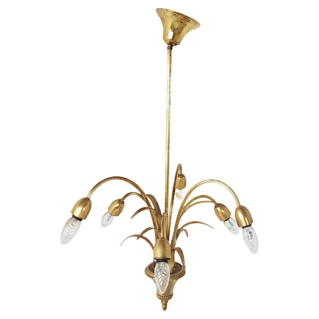 Brass Pineapple Chandelier, 1970s For Sale