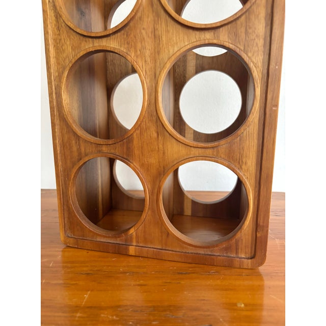 1970s Vintage Danish Modern Walnut Wine Rack, Holds 6 Bottles For Sale - Image 6 of 11